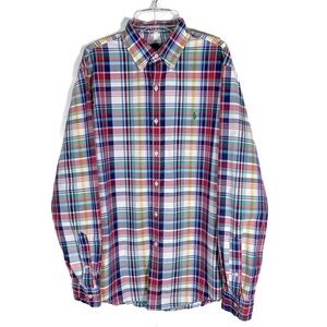 Ralph Lauren Shirt Mens Large Plaid Custom Fit Long Sleeve Button Down EUC